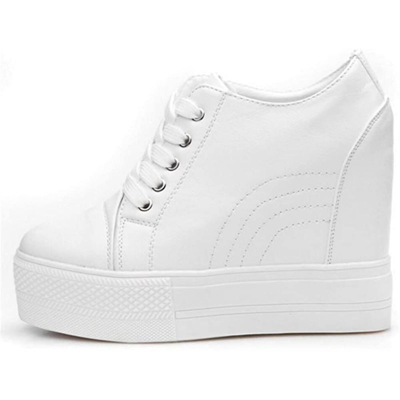 ACE SHOCK Women Wedges Sneakers with Hidden Heel Ankle High Platform Walking Shoes Fashion Bride Wedding Shoes (8, White, Numeric_8) - Image 4